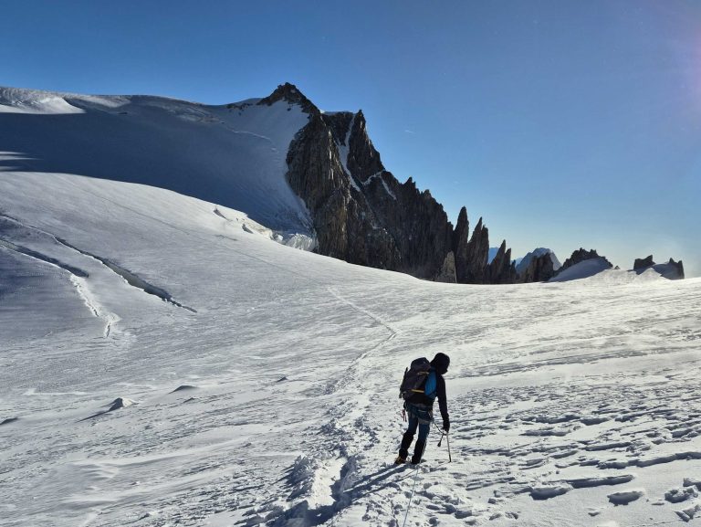 Climber on Mont Blanc du Tacul 1